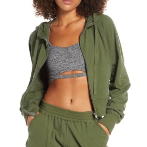 Free People Movement Sting Like A Bee Hoodie in Moss Green Size XS - Picture 1 of 7